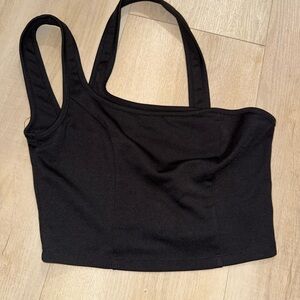 Black Stretch Crop Tank Top